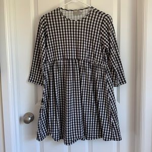 Gingham Baby Doll Mini Dress in Black